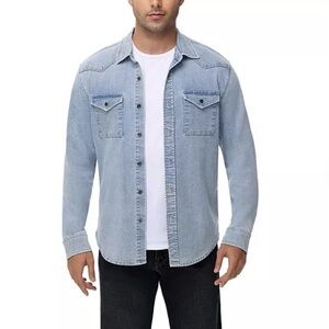 Frye Light Blue Buttondown Denim Shirt Shacket